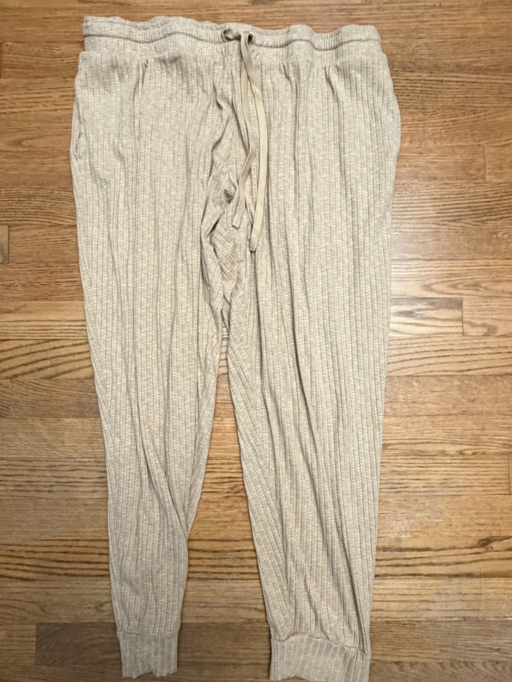 Joyspun Women’s 3-Piece Ribbed Lounge Set Size 2X 18W-20W Oatmeal - Picture 2 of 9